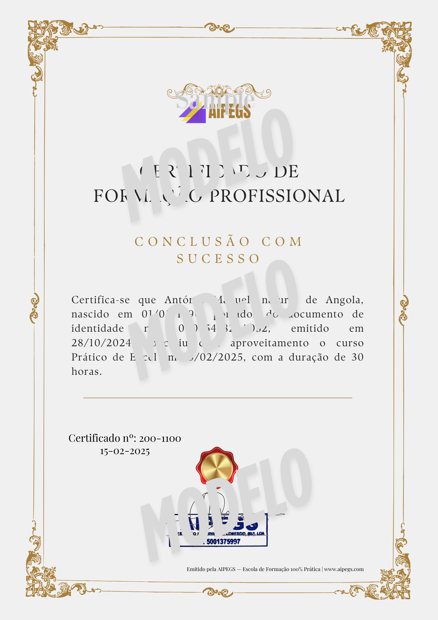 Exemplo de Certificado